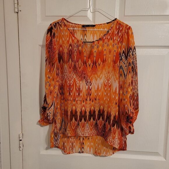 Zac & Rachel boho abstract Blouse - Picture 1 of 6